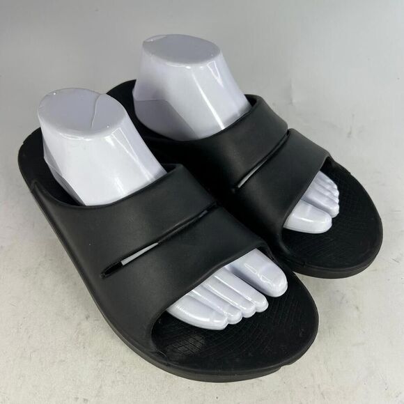 OOFOS OOahh Slide Sandals Mens US 10 Recovery Black Athletic Comfort Shoes - Picture 6 of 10